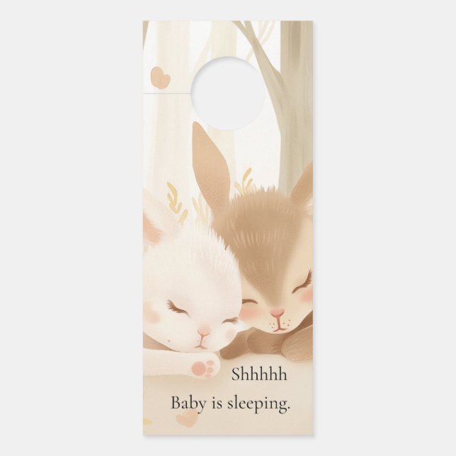 Schlafkaninchen und -fade türanhänger (Vorderseite)