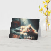 Schlafkätzchen auf altes Häuschen Karte (Gelbe Blume)