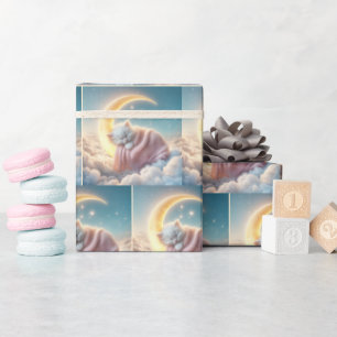 Schlafkätzchen auf dem Halbmond Geschenkpapier