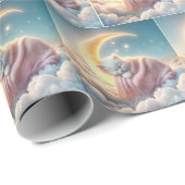 Schlafkätzchen auf dem Halbmond Geschenkpapier (Rolleneckpunkt)