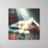 Schlafkätzchen im Sonnenlicht Leinwanddruck (Vorderseite)