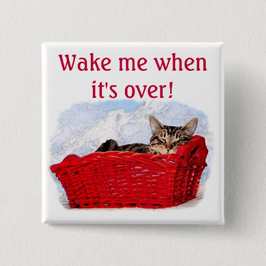 Schlafkätzchen in leuchtend rotem Korb Personalisi Button (Vorderseite)