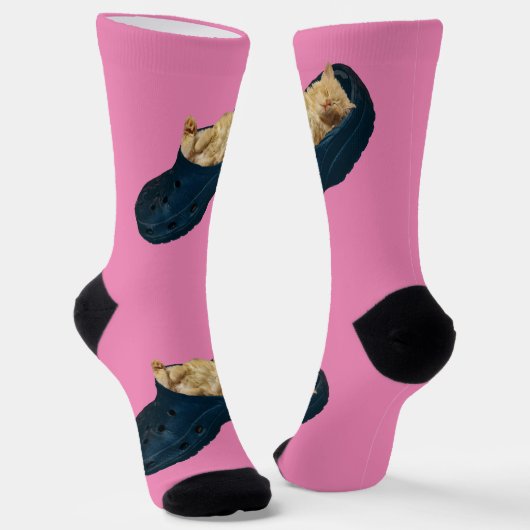 Schlafkätzchen mit Croc Shock, Crew Socken (Gewinkelt)