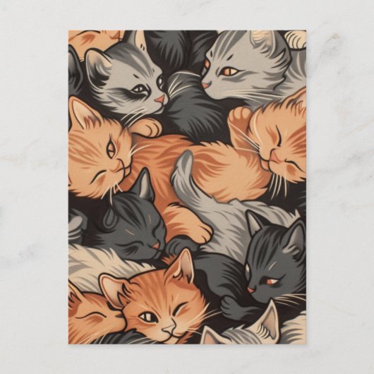 Schlafkätzchen Muster Postkarte (Vorderseite)