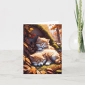 Schlafkätzchen Welpen Herbstlaube Leere Begrüßung Karte (Vorderseite)