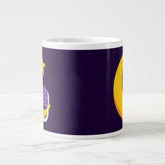 Schlafkatze auf Crescent Moon Star Ramadan Jumbo-Tasse (Vorderseite)