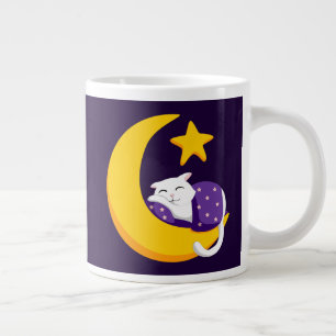 Schlafkatze auf Crescent Moon Star Ramadan Jumbo-Tasse