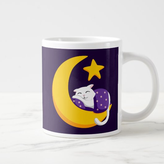Schlafkatze auf Crescent Moon Star Ramadan Jumbo-Tasse (Rechts)