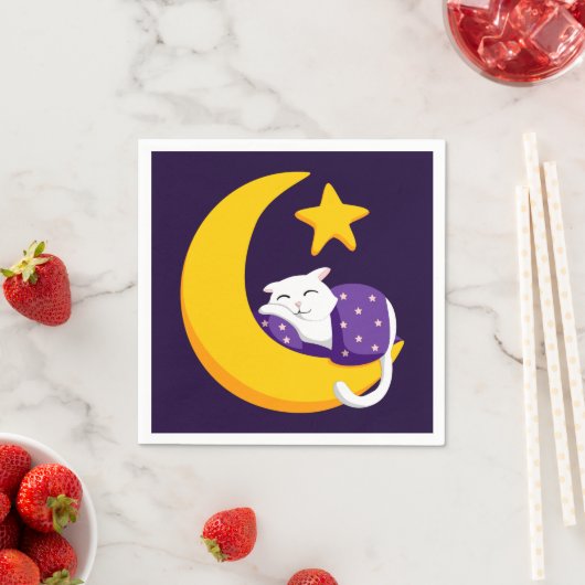 Schlafkatze auf Crescent Moon Star Ramadan Serviette (Beispiel)