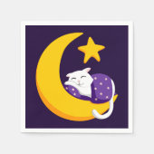 Schlafkatze auf Crescent Moon Star Ramadan Serviette (Vorderseite)