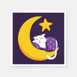 Schlafkatze auf Crescent Moon Star Ramadan Serviette