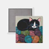 Schlafkatze auf dem Garnberg - Illustration Magnet (Vorderseite/Rückseite)