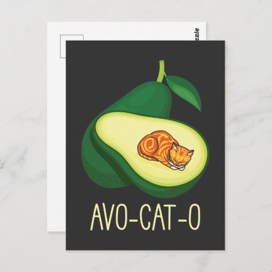 Schlafkatze Avocado Niedlich Gemüsepuppe Postkarte (Vorne/Hinten)