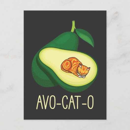 Schlafkatze Avocado Niedlich Gemüsepuppe Postkarte (Vorderseite)