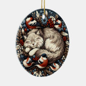 Schlafkatze & Bullfinches Ornament (Rechts)