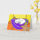 Schlafkatze Geburtstag, Maus mit Party-Hut Karte (Gelbe Blume)