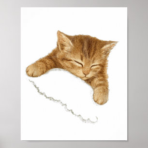 Schlafkatze-Grafik, Vintage-Katzenliebhaber-Shirt, Poster
