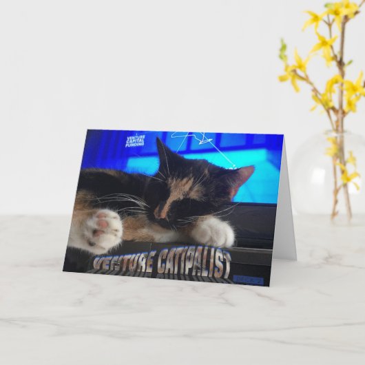 Schlafkatze Karte (Gelbe Blume)