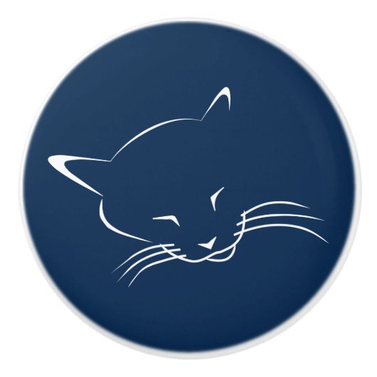 Schlafkatze Keramikknauf (Vorderseite)