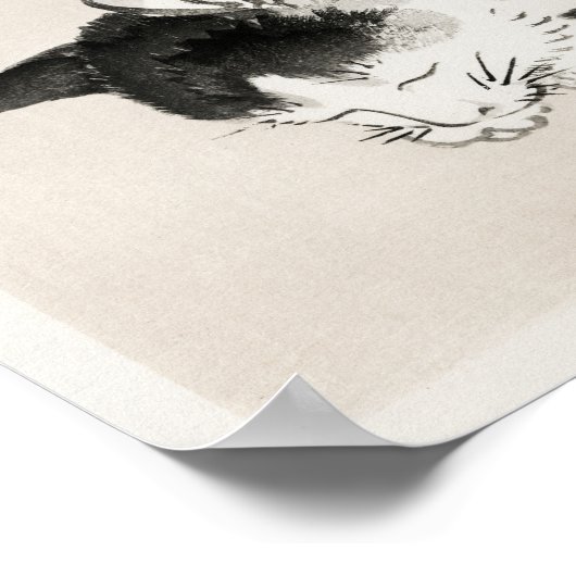 Schlafkatze Kōno Bairei (1844-1895) Poster (Ecke)