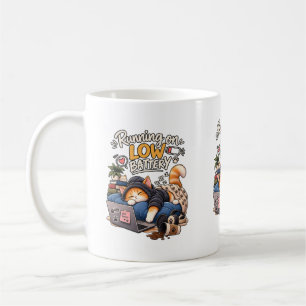 Schlafkatze läuft auf niedriger Batterie Cozy Cat Kaffeetasse