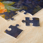 Schlafkatze mit Blauen Federn Nistend in Rose Puzzle (Seite)