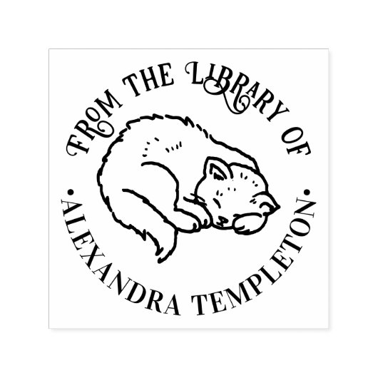 Schlafkatze mit dem Bibliotheksnamen nach oben gek Permastempel (Design)