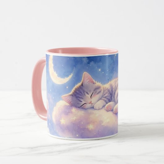 Schlafkatze Mond Tasse (Vorderseite Links)
