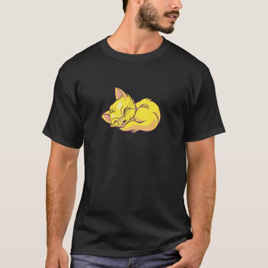 Schlafkatze Schlummernd Schlafend T-Shirt (Vorderseite)