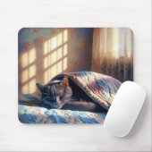 Schlafkatze unter einer Decke Mousepad (Mit Mouse)