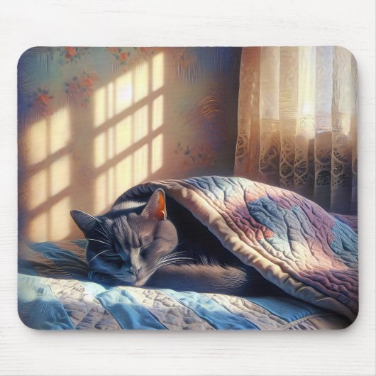 Schlafkatze unter einer Decke Mousepad (Vorne)