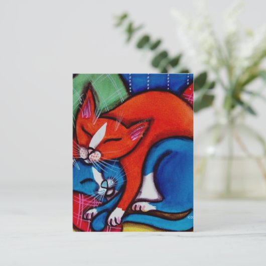 Schlafkatzen Postkarte (Stehend Vorderseite)
