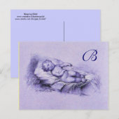 SCHLAFKIND, BLUE BABY DUSCHMONOGRAM EINLADUNGSPOSTKARTE (Vorne/Hinten)