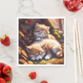 Schlafkinder und Welpentiere Herbstlaube Wiese Serviette (Beispiel)