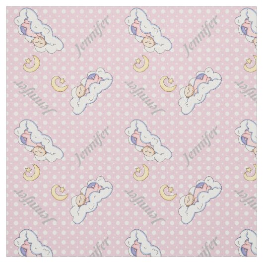 Schlafkindermädchen, Name und Pink polka dot Kinde Stoff (Muster)