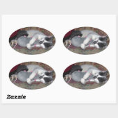 Schlafkitten Ovaler Aufkleber (Blatt)