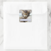 Schlafkitten Quadratischer Aufkleber (Tasche)