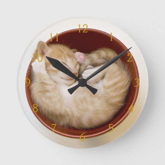 Schlafkitten Runde Wanduhr (Vorderseite)