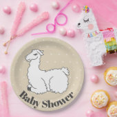 Schlaflama & White Swiss Dots Babydusche Pappteller (Party)