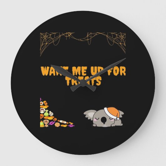 Schlafliches Tier für Halloween-Leckereien! Klassi Große Wanduhr (Vorderseite)