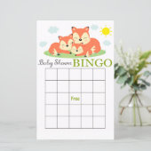 Schlaflose Fuchs Baby Dusche Bingcard (Stehend Vorderseite)