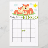 Schlaflose Fuchs Baby Dusche Bingcard (Vorderseite)