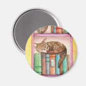 Schlaflose Katze in der virtuellen Bibliothek Magnet (Vorderseite/Rückseite)