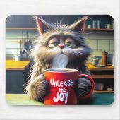 Schlaflose Katze mit lustiger Red Coffee Tasse Mousepad (Vorne)
