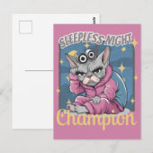 Schlaflose Nächte Schlaflosigkeit Sphynx Cat Mama Postkarte (Vorne/Hinten)