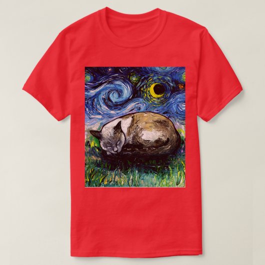 Schlaflose siamesische Katzennacht T-Shirt (Design vorne)