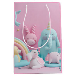Schlaflose Tiere auf rosa Mittlere Geschenktüte