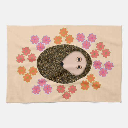 Schlaflosigkeit Igel und Blume Handtuch Küche (Horizontal)