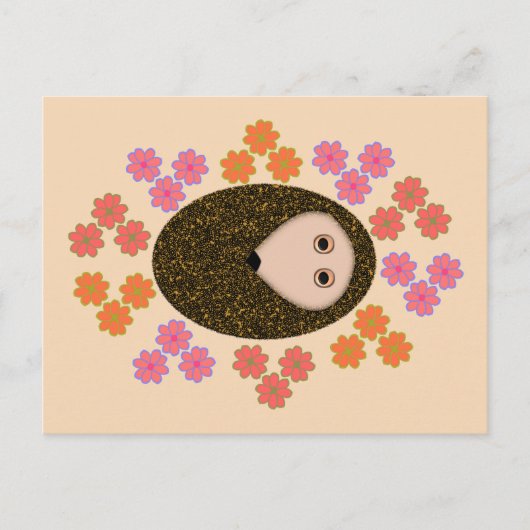 Schlaflosigkeit Igel und Blume Postkarte (Vorderseite)