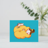 Schlafmädchen mit gemütlicher Katze Postkarte (Stehend Vorderseite)